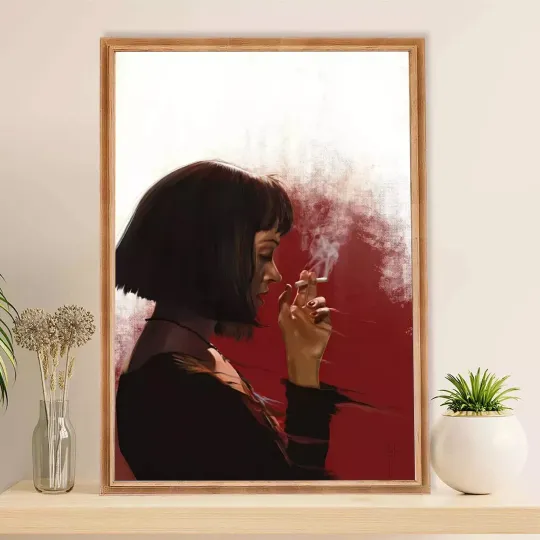 Pulp Fiction Mia Wallace Poster Retro Movie Art Vertical Print