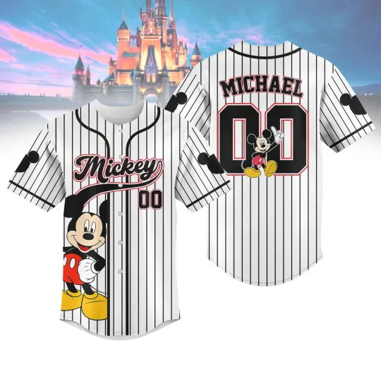 Discover Custom Mickey Mouse Striped Baseball Jersey Disney Mickey Baseball Shirt Disney
