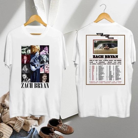 Discover Zach Bryan 'With Heaven On Tour' Unisex Concert T-Shirt