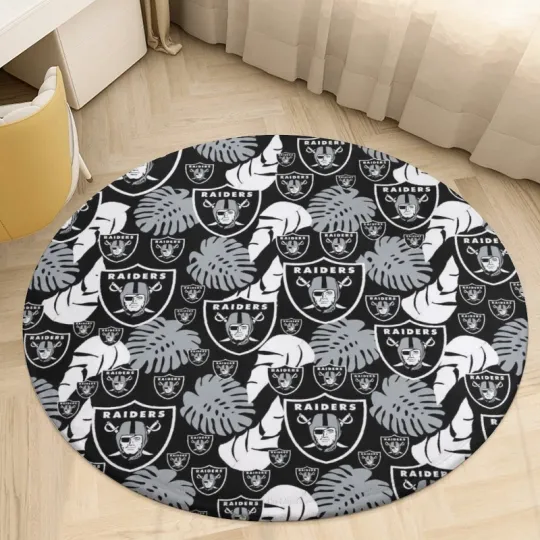 Discover las vegas Raiders Fans Circular Coral Velvet Floor Mat 31.5in Home Decorative