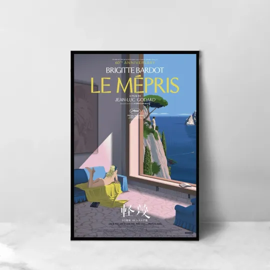 Discover Le Mepris 60th Anniversary Vintage Movie Poster Wall Decor Vertical Premium Matte