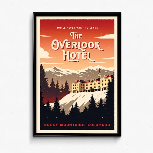 Discover Vintage Overlook Hotel Poster Retro Travel Print Vertical Poster for Home Decor
