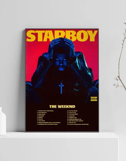 Discover Weeknd Starboy Album Premium Vertical Poster | Music Artwork and Tracklist