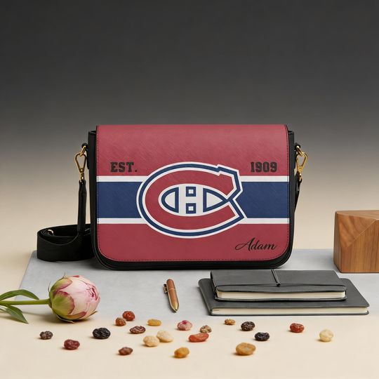 Personalized Montreal Canadiens Messenger Bag, Custom Name NHL Hockey Fan Gift, Canadiens Crossbody for Daily Use