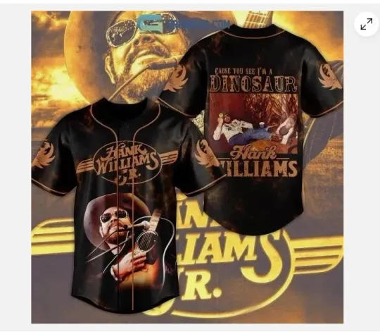 Hank Williams JR Cause You See Im A Dinosaur baseball jersey, new 3d gift