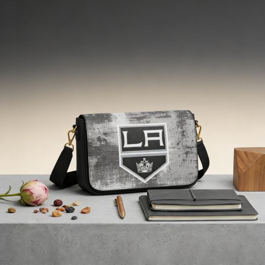 Personalized Los Angeles Kings Bag, Custom Name NHL Messenger Gift for Hockey Fans