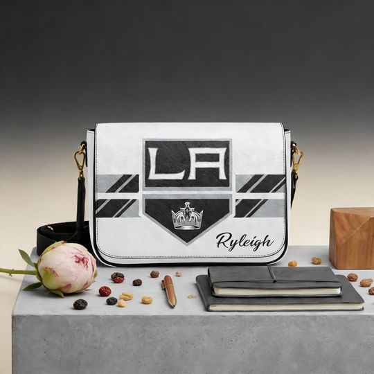 Custom Los Angeles Kings Messenger Bag, Personalized NHL Hockey Fan Gift for Him