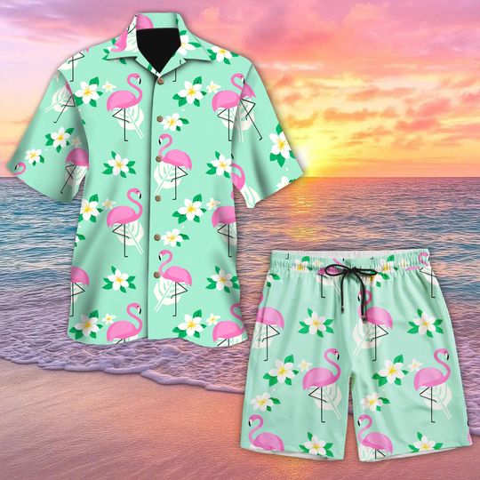 Discover Flamingo Hawaiian Shirt, Tropical Bird Shirt, Summer Button Up Shirt, Pink Flamingo Aloha Shirt, Beach Vacation Outfit