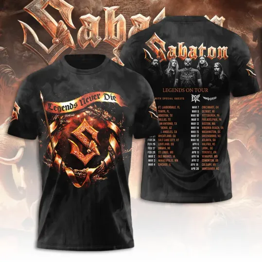 Discover Sabaton 2026 North American Tour AOP 3D T-Shirt