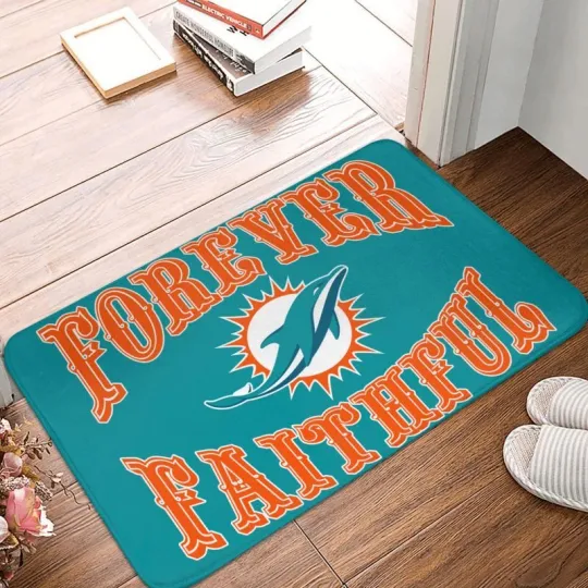 Forever Faithful Miami Dolphins Floor Mat Home Decorative