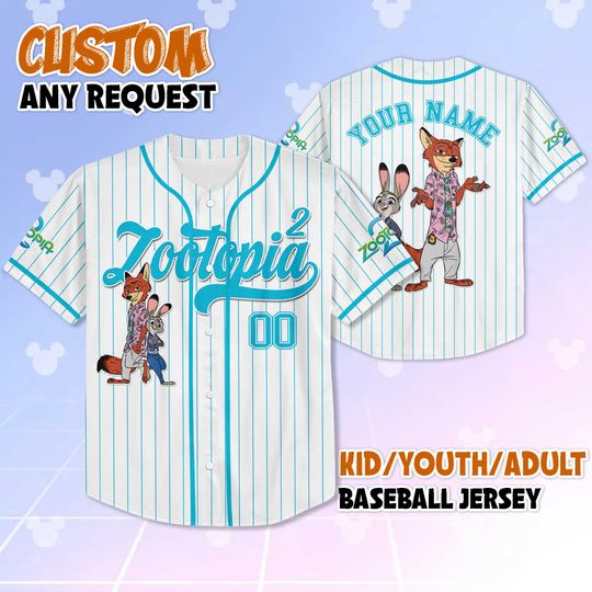 Discover Personalized Zootopia 2 Jersey Shirt, Custom Disney Zootopia Baseball Jersey, Disney Family Shirts, Disney World Shirt