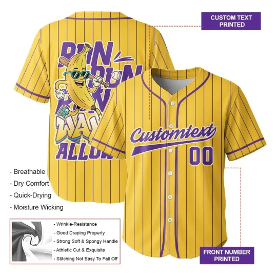 Discover Run Run Run - Custom Yellow Baseball Jersey