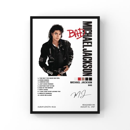 Michael Jackson Bad Album Poster | Music Wall Decor | Vertical Premium Matte Poster