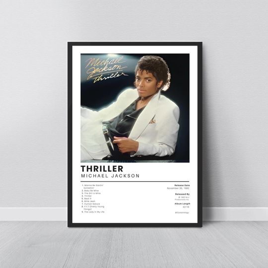 Michael Jackson Thriller Album Poster 80s Pop Wall Art Printable Music Poster Bedroom Decor