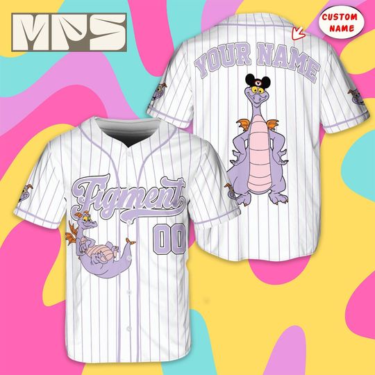 Discover Personalized Disney Figment Baseball Jersey, Custom Name Number One Little Spark Shirt,Epcot Vacation Outfit, Magic Kingdom Figment Fan Gift