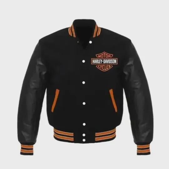 Discover Men’s Haarleyy-Daviidso'n Varsity Jacket Black Sleeves