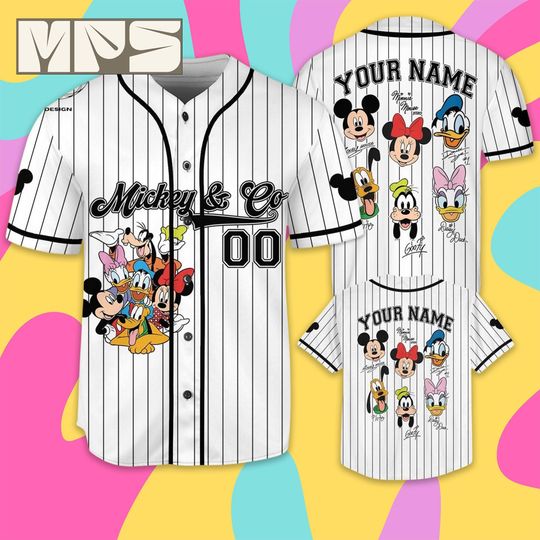 Discover Personalized Mickey and Friends Baseball Jersey, Custom Disney Family Trip Shirt, Mickey and Co Birthday Gift, Disney Shirt