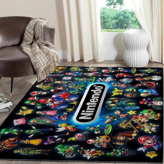 Discover Nintendo Gamer Area Rug Carpet, Video game Living Room Area Rug Regtangle