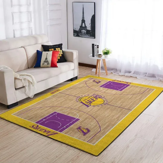 Discover La Lakers Court Area Rug Nba Basketball Team Logo Carpet Living Room Rugs Rug