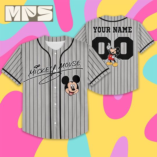 Discover Custom Disney Mickey Baseball Jersey, Personalized Mickey Mouse Team Shirt, Disney World 2026 Family Trip, Disneyland Birthday Gift for Fans