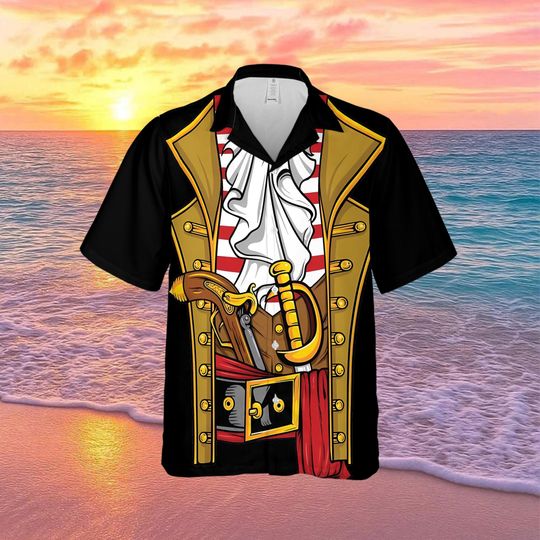 Discover Pirate Costume Hawaiian Shirt, Funny Pirate Outfit Shirt, Tropical Pirate Shirt, Beach Vacation Button Up, Gift for Men