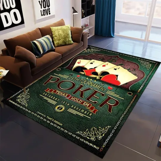 Discover Poker Rug, Game Rug, Poker Card Rug,Young Room Carpet, Game Room Rug,Player Rug