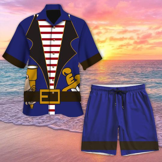 Discover Pirate Captain Hawaiian Shirt, Nautical Costume Shirt, Funny Pirate Outfit, Beach Party Button Up, Cosplay Summer Aloha Shirt
