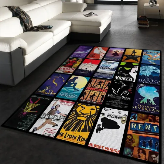 Discover Broadway Musical Area Rug Carpet,Musical Gift Living Room Area Rug Carpet