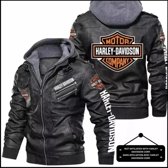 Discover Men's Haarleyy-Davidso'n Faux Leather Motorbike Removable Hoodie Biker Jacket
