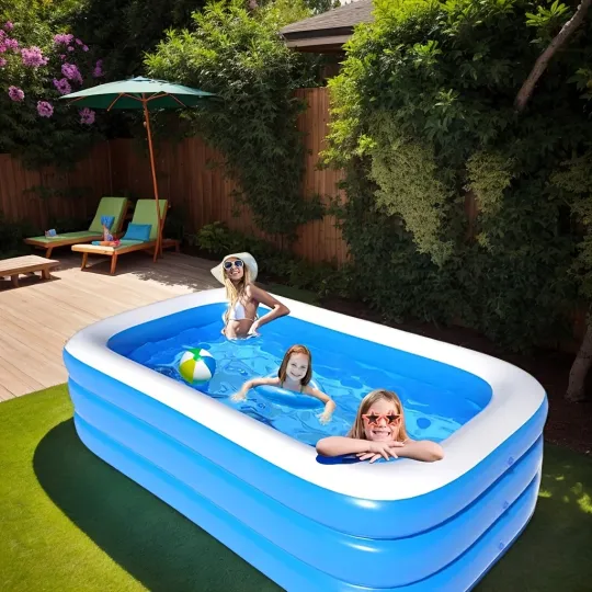 Discover Inflatable Pool, Rectangular Inflatable Swimming Pool, Durable PVC , Inflatable Pool for Indoor and Outdoor Summer Fun Pool toys