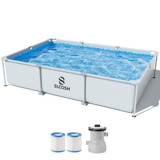 Discover Rectangular Above Ground Pool 10ft x 6.8ft x 26inch Outdoor Frame Swimming Pool Set with Filter Pump for and Adults Ideal for B