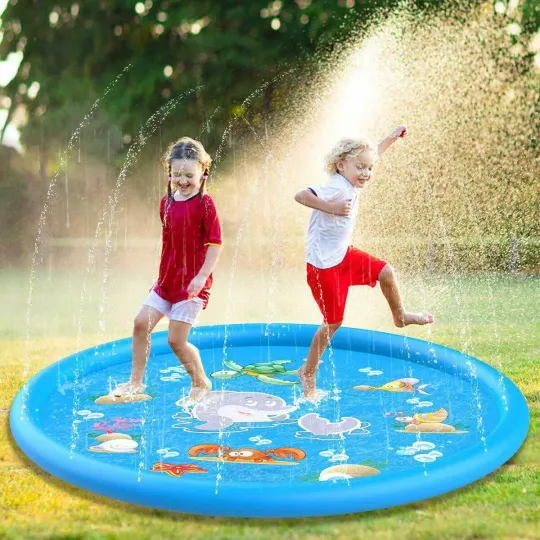 Discover 100/170cm Children Play Inflatable Water Sprinkler Pad Beach Spray Mat Outdoor Game Toy Lawn Swimming Pool Mat Kids Toys