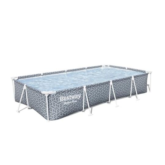 Discover Steel Pro 12' x 6' 7 x 26 Rectangle Above Ground Outdoor Swimming Pool Set with DuraPlus Liner and FrameLink System in Gray for