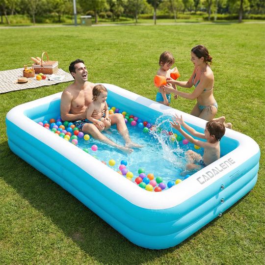 Discover Inflatable swimming Pool for Kids and Adults,120" X 72" X 22" Family Large kiddie Blow Up Pool for Outdoor,Backyard,Garden