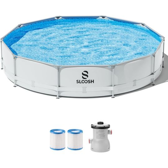 Discover 10ft x 30inch Outdoor Round Frame Above Ground Swimming Pool Set for and Adults with Builtin Filter Pump Perfect for Backyard R