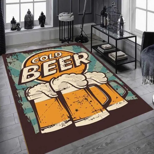 Discover Beer Pattern Rug,Kitchen Rug,Drink Desing Rug, Washable Kitchen Rug
