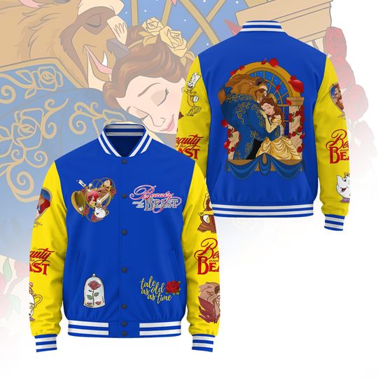 Beauty and the Beast Baseball Jacket, Cartoon Couple Jacket, Tale As Old As Time Shirt, WDW Trip Shirt, Valentine Gift for Couple