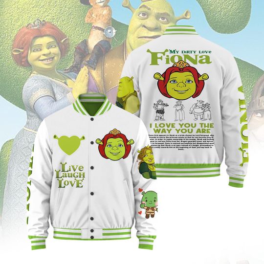Fiona Baseball Jacket, Cute Shrek Couple Movie Jacket, Cartoon Lover Gift, Funny Character Streetwear Coat, Valentine Gift Idea