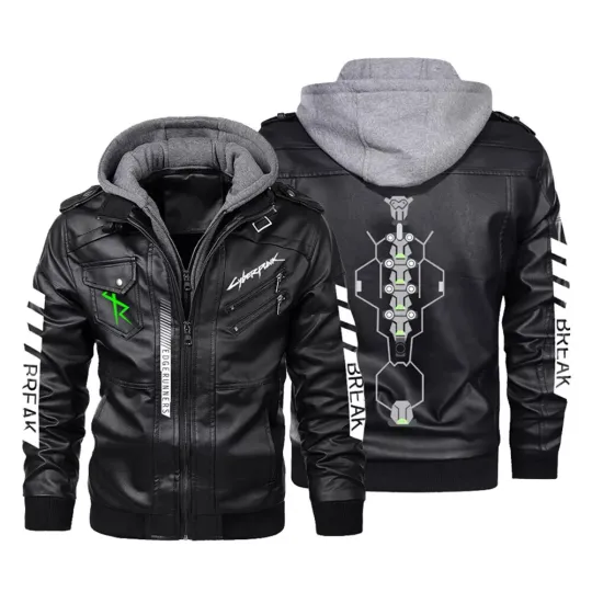 David Martinez CP 2077 Cosplay Black Bomber Leather Jacket Halloween Costume