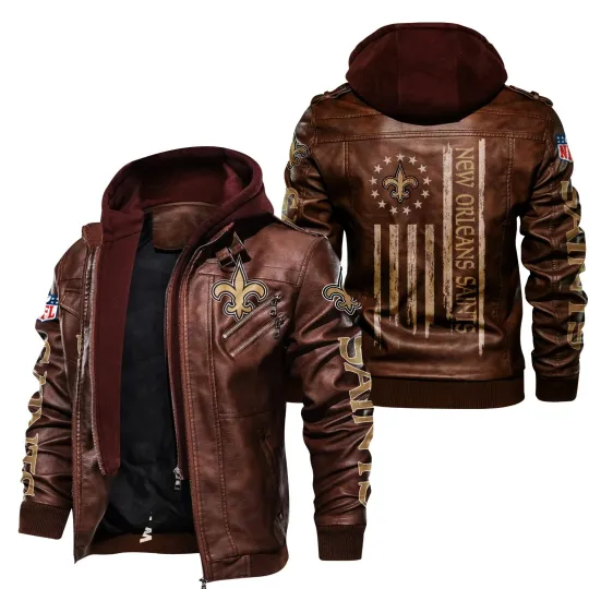 Discover New Orleansn Football Limited Edition Leather Jacket with removable liner hood...
