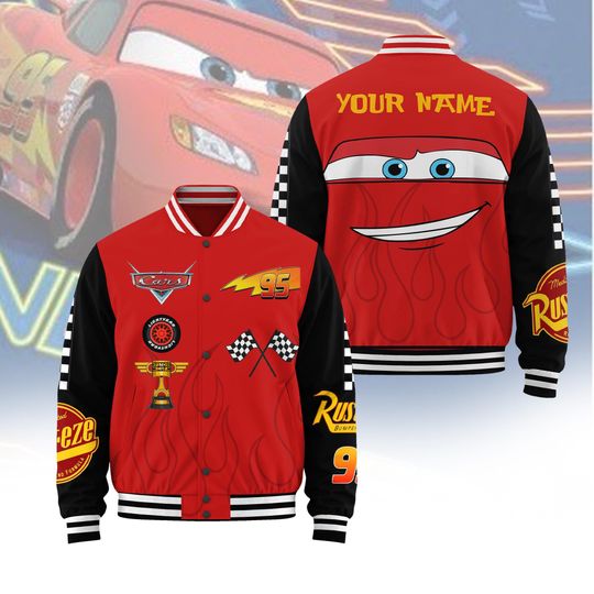 Discover Custom McQueen Baseball Jacket, WDW Cartoon Cars Movie Jacket, Racing Fan Gift, Custom  Dis-ney Shirt