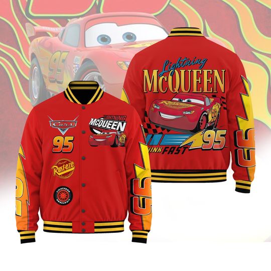 Discover Lightning McQueen Baseball Jacket, Cartoon Cars Racing Coat, Cute Style Shirt, WDW Movie Fan Gift