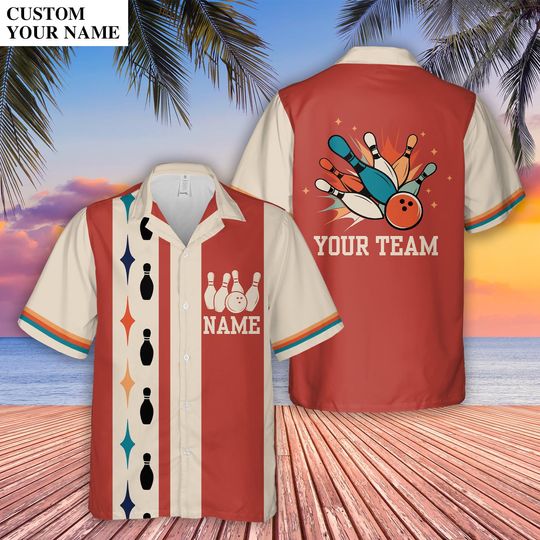 Discover Personalized Bowling Hawaiian Shirt, Retro Team Shirt, Bowler Gift