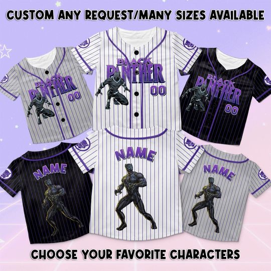 Marvel Black Panther Baseball Jersey, Avengers Black Panther Jersey, Marvel Avengers Black Panther Shirt