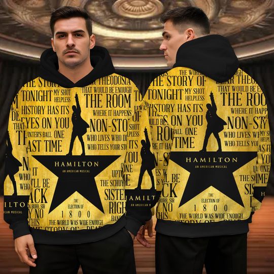 Discover Hamil-ton Musical Hoodie, Musical Theater Hoodie, Broadway Hamil-ton Shirt, Gold Star Hoodie, History Musical Fan Gift