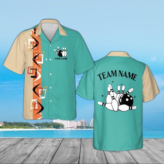 Discover Custom Vintage Bowling Hawaiian Shirt, Atomic Mid Century Hawaiian Shirt, Retro 1950s Vintage Bowler League Uniform Shirt