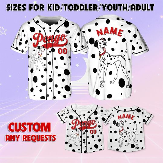 Discover 101 Dalmatians Pongo Baseball Jersey, Disney Pongo Dog Jersey, Disney 101 Dalmatians Jersey, Disney Dogs Shirt, Disney Matching Jersey