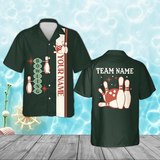Discover Custom Bowling Shirt, 1950s Vintage Style Hawaiian Shirt, Vintage Atomic Mid Century Shirt, Bowling League Uniform, Men Women Bowler Gift