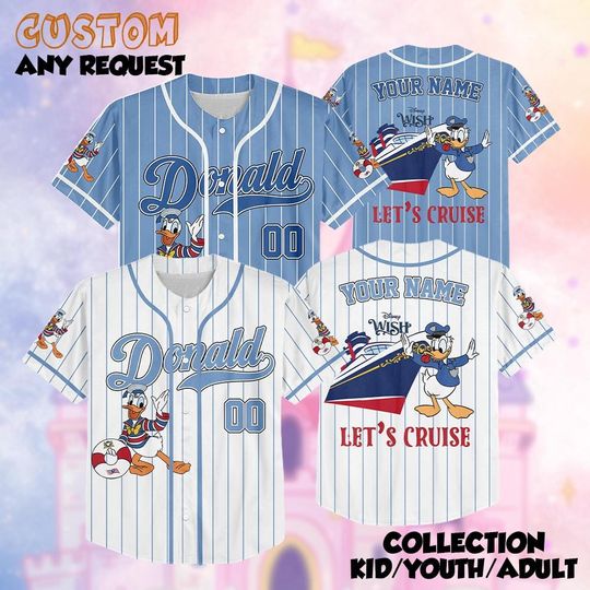 Discover Personalized Donald Duck Cruise Baseball Jersey, Custom Disney Cruise Summer 2026 Jersey for Kid Youth Adult
