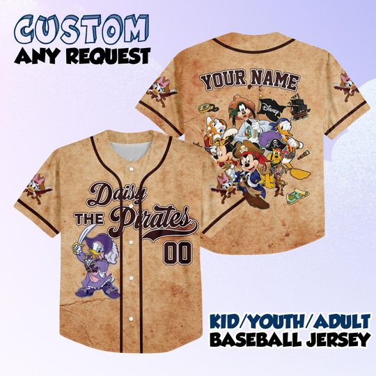 Discover Custom Daisy & Friends Disney Pirates Baseball Jersey, Vintage Daisy  Pirates Jersey, Retro 90s Pirates Shirt, Disney Cruise Shirt